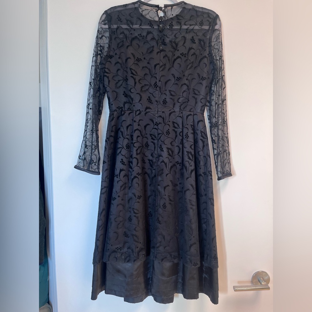 Vintage Black A-Line Lace Event Dress
